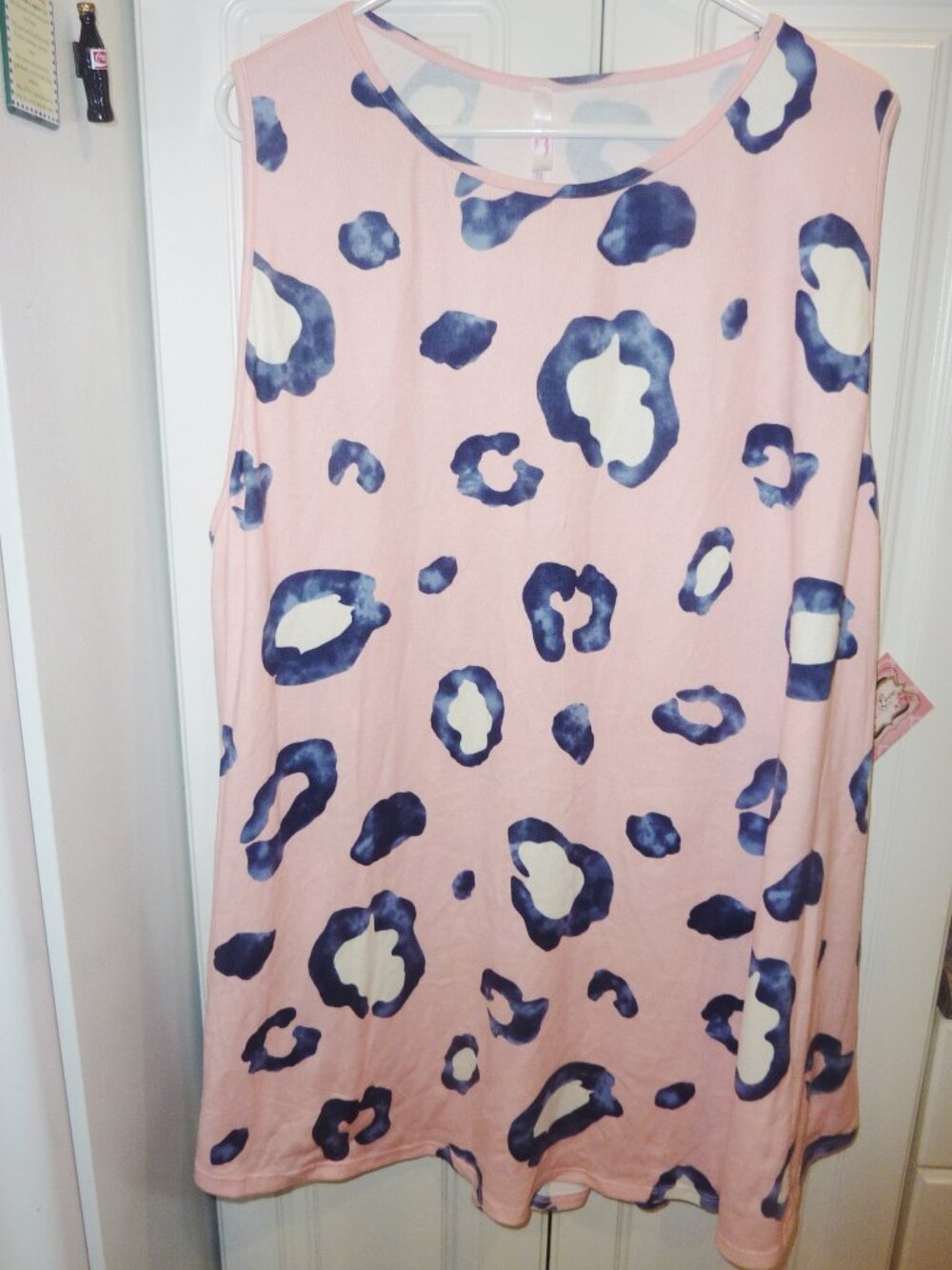 NWT Voll Super Soft Light Pink Sleeveless Tunic With Leopard Spots 5XL